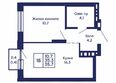 Сила леса, корп 2: Планировка 1-комн 35,7 м²