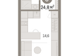 Европейский берег, дом 49: Планировка Студия 24,76 м²