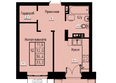 Зеленые кварталы, 3 оч, корпус 2: Планировка 1-комн 33,3 м²