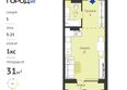 Космо город парк, дом 1: Планировка Студия 30,86 - 31,91 м²