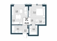 Первый, сек 4: Планировка 2-комн 43,2 м²