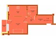 Новый век, 3 очередь, б/с 9: Планировка однокомнатной квартиры 37,04 кв.м