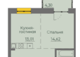Семья, 4 очередь, б/c 8: Планировка 1-комн 49,84 м²