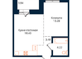 Сибиряков, блок-секция 3: Планировка 1-комн 43,22 м²