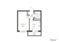 Планета, корпус 3: Планировка 1-комн 35,6 м²
