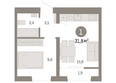 Европейский берег, дом 49: Планировка 1-комн 31,78, 31,99 м²