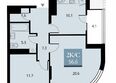 Беринг, дом 2: Планировка 2-комн 58,65, 59,55 м²