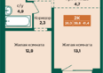 Камчатка, корпус 6/2: Планировка 2-комн 41,4 м²