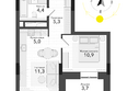 Чистая Слобода, дом 34: Планировка 2-комн 40,6 м²