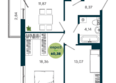 ЖиВой комплекс на Кузьмихе: Планировка 2-комн 60,38 м²