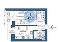 Портовый. Речной квартал, к 2: Планировка 1-комн 42,2 м²