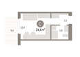 Пшеница, дом 5.2: Планировка Студия 24,63 м²
