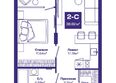 Базилик, дом 1: Планировка 2-комн 38,82 м²