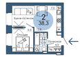 Портовый. Речной квартал, к 1: Планировка 2-комн 38,3 м²