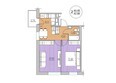 Радужный мкр, дом 11-1: Планировка 2-комн 42,84 м²
