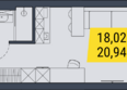 Land Lord (Ленд Лорд): Планировка Студия 20,77 - 21,14 м²