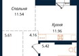 Сибиряков, блок-секция 6: Планировка 1-комн 42,42, 43,15 м²
