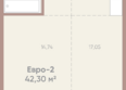 Новые горизонты на Советской, д 1: Планировка 1-комн 42,3 м²