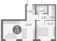 Первый на Титова: Планировка 1-комн 51,53 м²