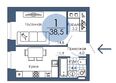 Портовый. Речной квартал, к 6: Планировка 1-комн 38,5 м²