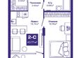 Базилик, дом 1: Планировка 2-комн 40,77 м²