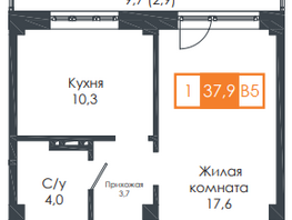 Продается 1-комнатная квартира ЖК Енисейская Слобода, дом 9, 38.6  м², 4386400 рублей