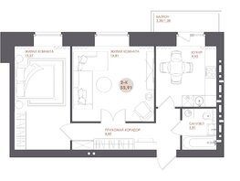 Продается 2-комнатная квартира ЖК Звезда, 55.91  м², 6988750 рублей