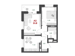 Продается 2-комнатная квартира ЖК Familia (Фамилия), дом 7, 51.8  м&sup2;, 7200200 рублей