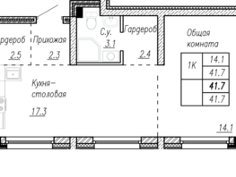 Продается 1-комнатная квартира ЖК Орхон, 41.7  м&sup2;, 7714500 рублей