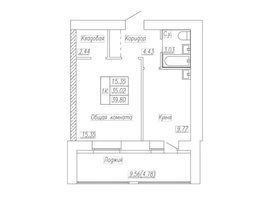 Продается 1-комнатная квартира ПЕТРА СУХОВА, 34, 39.8 м², 2467600 рублей