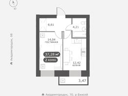 Продается 1-комнатная квартира ЖК Академгородок, дом 3, 37.28 м², 7700000 рублей