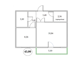 Продается 1-комнатная квартира БЕРЁЗКА, дом 4, 43 м², 2774000 рублей