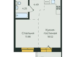Продается 1-комнатная квартира ЖК Семья, 3 очередь, б/с 7, 43.49  м²