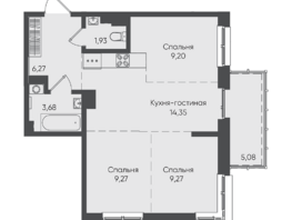 Продается 2-комнатная квартира ЖК Новые Горизонты на Пушкина, б/с 5, 59.05  м²