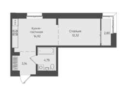 Продается 1-комнатная квартира ЖК Новые Горизонты на Пушкина, б/с 5, 39.93  м²