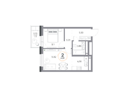 Продается 2-комнатная квартира ЖК Юдинский, дом 1.3, 41.12  м&sup2;, 6209120 рублей