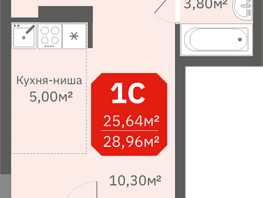 Продается Студия ЖК Гвардия, 25.64  м², 3794720 рублей