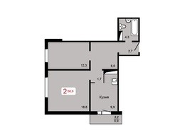 Продается 2-комнатная квартира ЖК Домино, дом 2, 58.6  м², 6797600 рублей