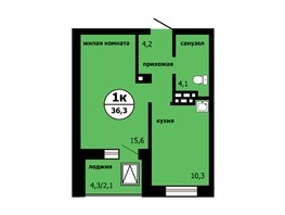 Продается 1-комнатная квартира ЖК Тихие зори, дом Панорама корпус 1, 36.2  м², 4817600 рублей