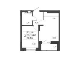 Продается 2-комнатная квартира ЖК Дивные Дали, дом 1, 38.8  м², 4500800 рублей