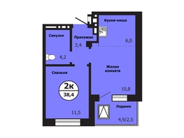 Продается 2-комнатная квартира ЖК Тихие зори, дом Гранит корпус 1, 38.4  м&sup2;, 6297600 рублей