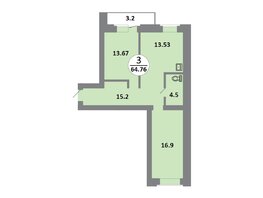 Продается 3-комнатная квартира ЖК Снегири, дом 11, 62.7  м², 7290000 рублей