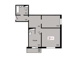 Продается 2-комнатная квартира ЖК КБС. Берег, дом 3 строение 1, 61  м², 7150000 рублей