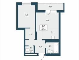Продается 2-комнатная квартира ЖК Расцветай на Учительской, 48.4  м&sup2;, 7500000 рублей