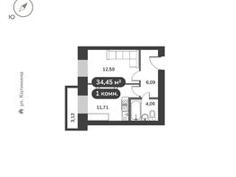 Продается 1-комнатная квартира ЖК Времена, 1 этап, 34.45  м&sup2;, 6400000 рублей