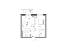 Продается 2-комнатная квартира ЖК Юдинский, дом 1.5, 42.65  м&sup2;, 6103215 рублей