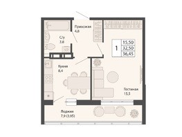 Продается 1-комнатная квартира ЖК Родина, дом 3, 36.45  м², 4533000 рублей