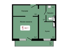 Продается 1-комнатная квартира ЖК Мичурино, дом 2 строение 7, 42.1  м², 4800000 рублей
