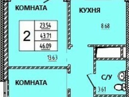 Продается 2-комнатная квартира ЖК Дом на Светлова, 46.24  м², 5086400 рублей