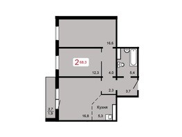 Продается 2-комнатная квартира ЖК Домино, дом 2, 68.3  м², 8196000 рублей